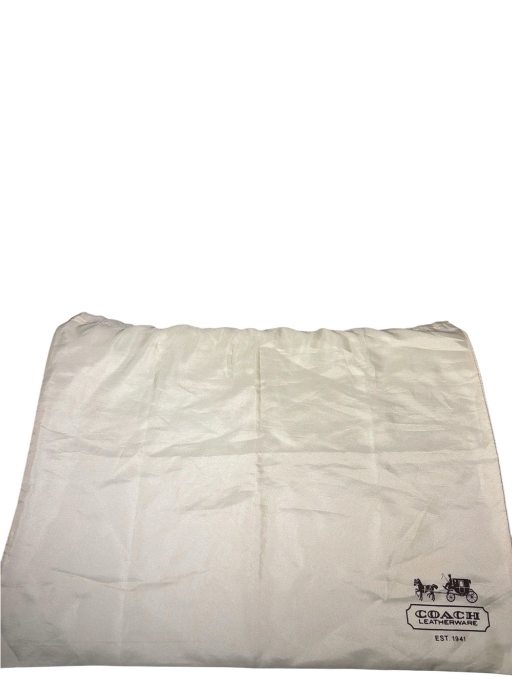 Coach Large White Satin Drawstring Dust Bag Handbag Storage Cover 19" x 15.5"
